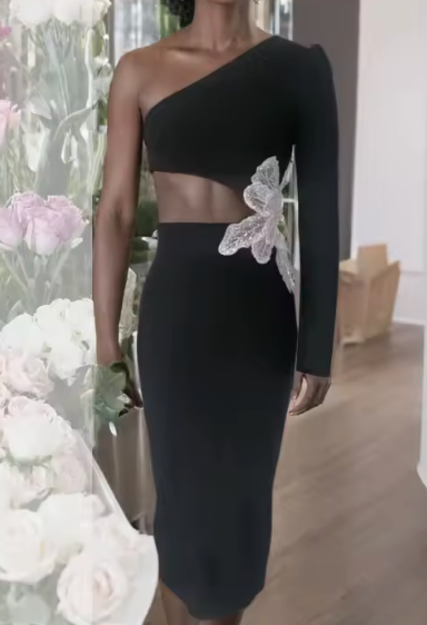 Vestido One Shoulder Black