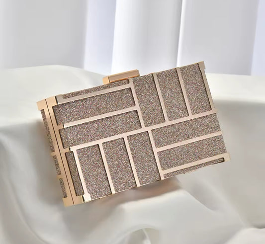 Clutch Rosegold con escarchas
