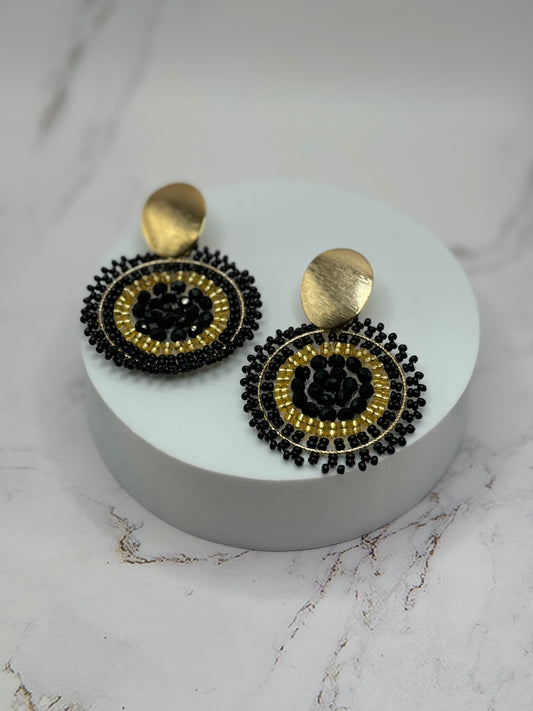 Aretes Hechos a Mano tono Black & Gold