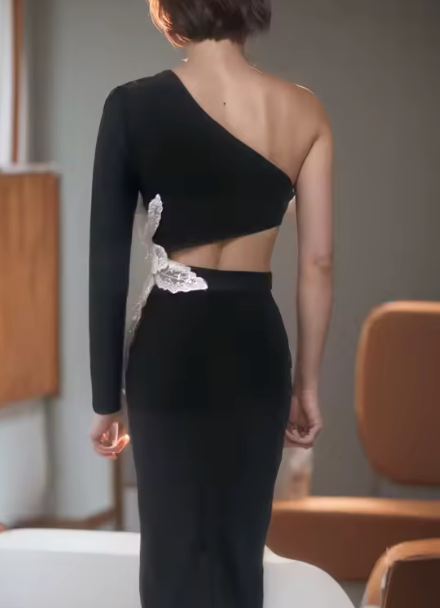 Vestido One Shoulder Black