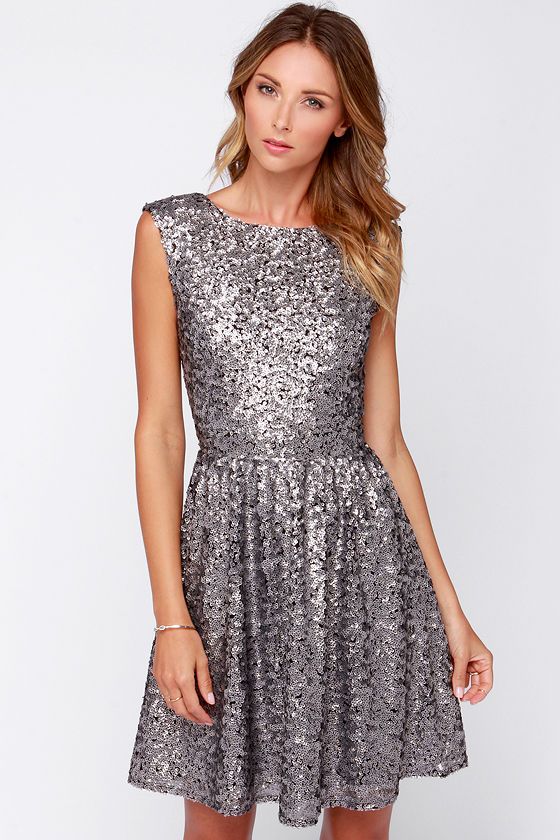 Vestido Shine en gris plomo